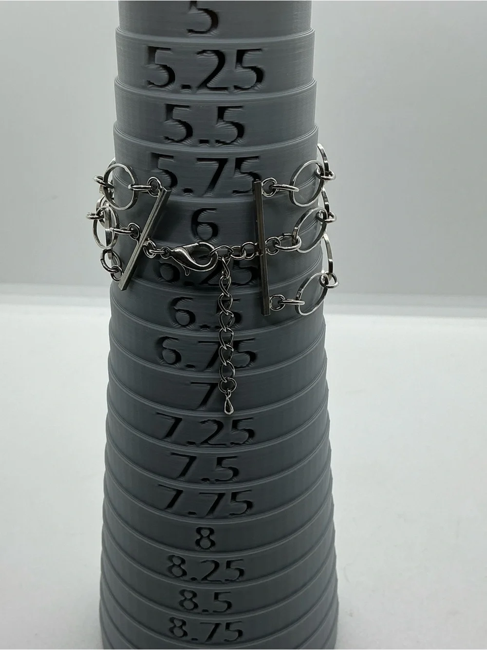 Silver Tone Metal Oval Link Chain 3 Strand Bracelet Lobster Clasp